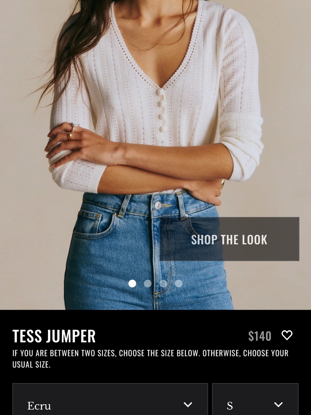 Sezane Ecru Tess Jumper V‑Neck Knit Top